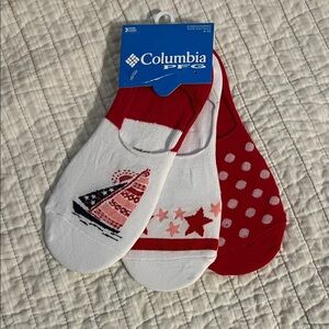 Columbia PFG Red and White No-Show Socks